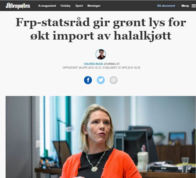 Feil av Listhaug å doble importen av halalkjøtt